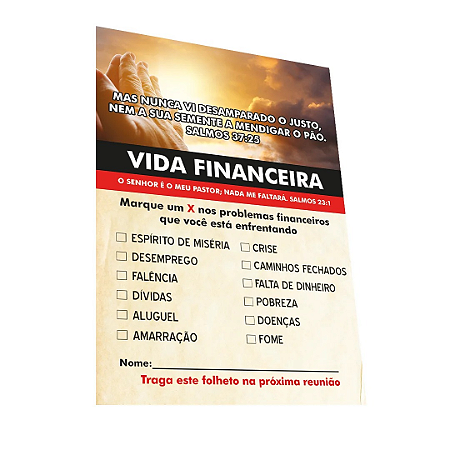 Folheto Campanha para Vida Financeira prosperidade Igrejas