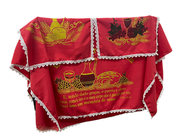 Toalha de Mesa para Santa Ceia Vermelho de 1,5M Kit com 3 Peças Pintura