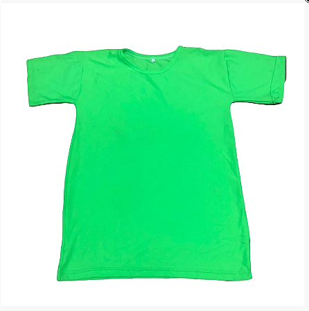 Camiseta verde fluorescente 100% Poliéster Gola Careca - 10 unidade
