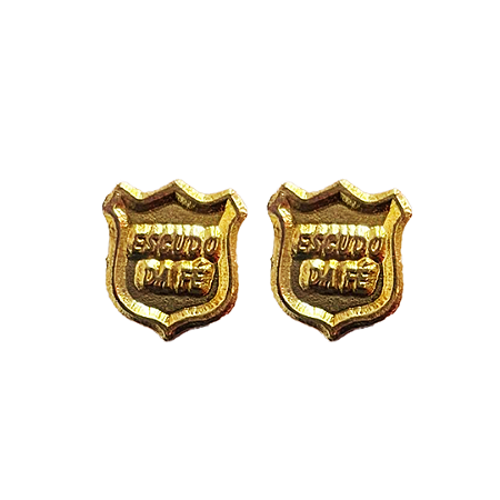 Broche Bóton Escudo da Fé banho dourado