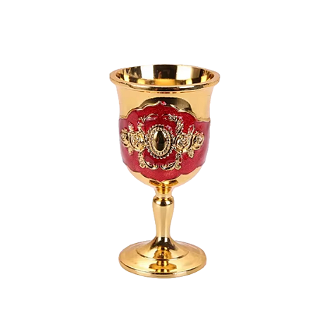 Cálice Europeu Metal Dourado com Vermelho 30ml importado (unidade)