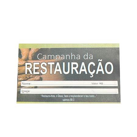 Envelope Campanha da restauração Colado - 100 unidades