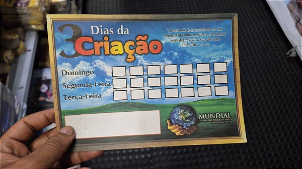 Cartela 3 Dias da Criação IMPD 20x14 cm Igreja Mundial