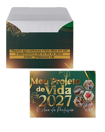 Envelope Meu Projeto de Vida 2027 o ano da perfeição 16x11 cm