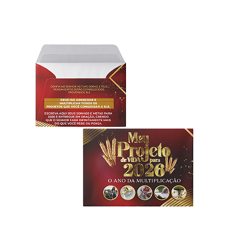 Envelope Meu Projeto de Vida 2026 O Ano da Multiplicação 50 unidades