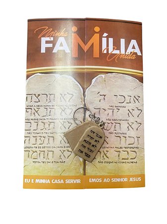 Kit 10 Mandamentos com Pasta e Chaveiro campanha familia - 50 unid