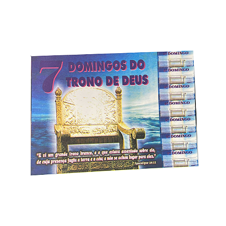 Cartela Domingo Trono de Deus - 7 dias (100 unidades)