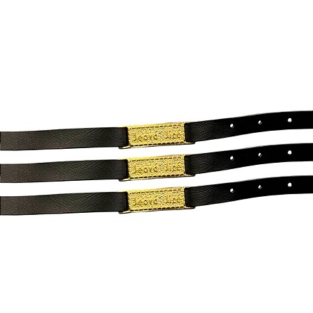 Pulseira Jeová Jireh Courino Preta com Dourada - 10 unidades