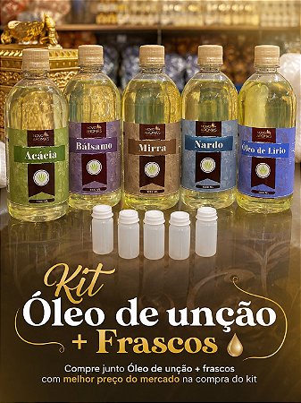 Kit Óleo de Unção Profético + Frascos (500ml ou 1L)
