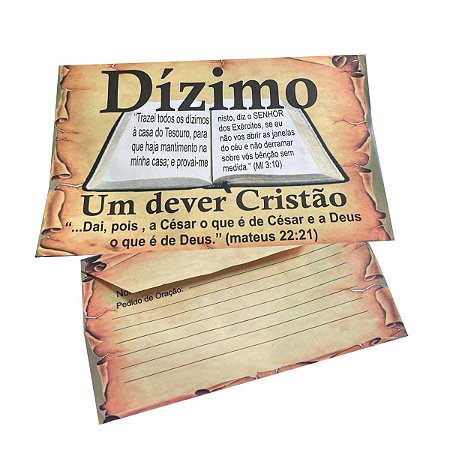 Envelope Dízimo um Dever Cristão Colado - 100 unidades