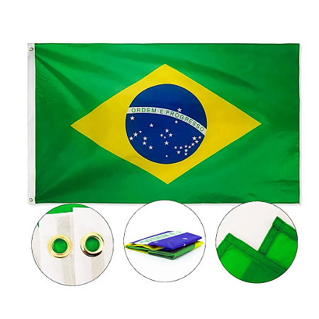 Bandeira do Brasil Oxford 150x100 cm dupla face com ilhoes