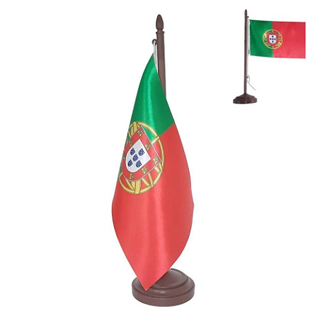 Bandeira De Mesa Portugal 14x21 cm com pedestal