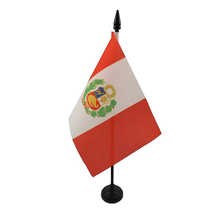 Bandeira De Mesa Peru 14x21 cm com pedestal