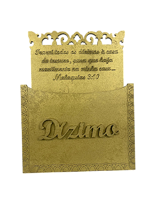 Porta Envelope Para Dízimo Dourado neutro MDF IGREJAS