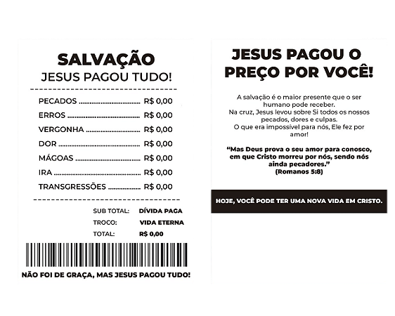 Folheto Evangelístico Salvação: Jesus Pagou Tudo | 10x15 cm | 500 Unidades