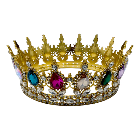 Tiara Coroa Luxuosa De Metal Dourado Com Pedras Decorativas