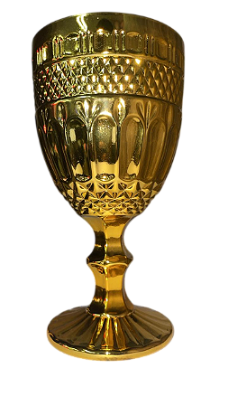 Taça de vidro Dourado Metalizado 345ml luxo santa Ceia