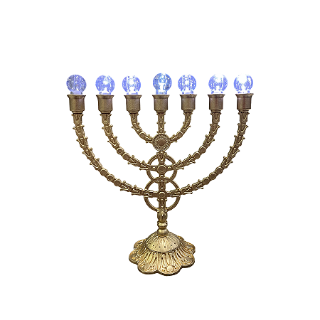 Candelabro menorah de Acrílico Dourado com Lâmpada