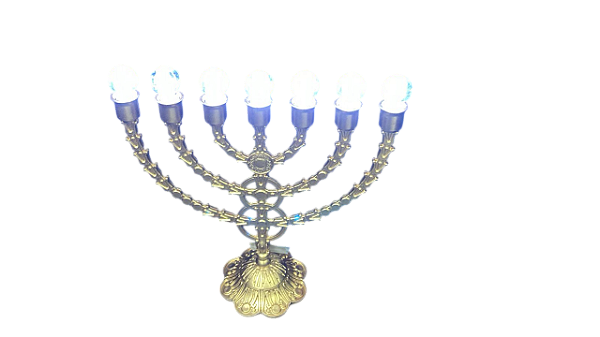 Candelabro menorah de Acrílico Dourado com Lâmpada