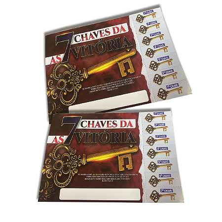 Cartela 7 chaves da Vitória Picotada 20x15 cm - 250 unidades