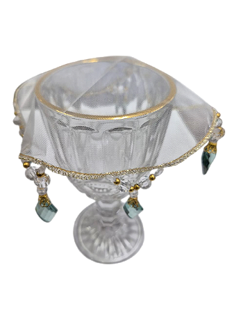 Cobre Taça Bordado Perola Pedrarias Verde