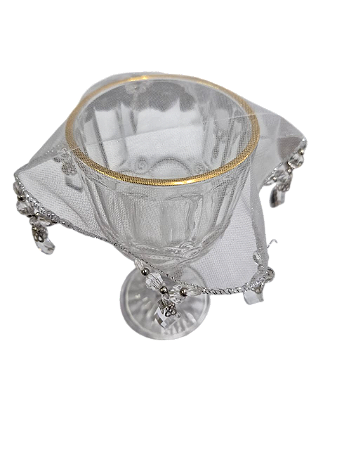 Cobre Taça Bordado Perola Pedrarias Cristal