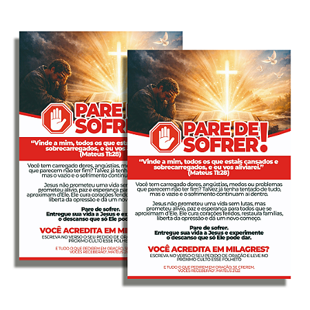Folheto Pare de Sofrer Evangelístico 500 unidades