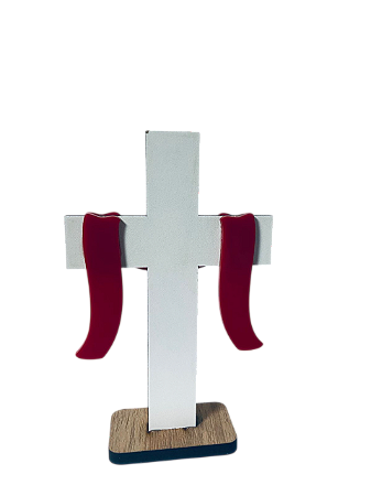 Cruz Decorativa em MDF com manto e base