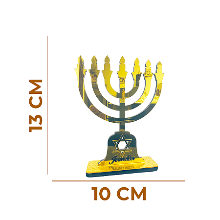 Candelabro Menorah Acrílico Espelhado Dourado 20 cm