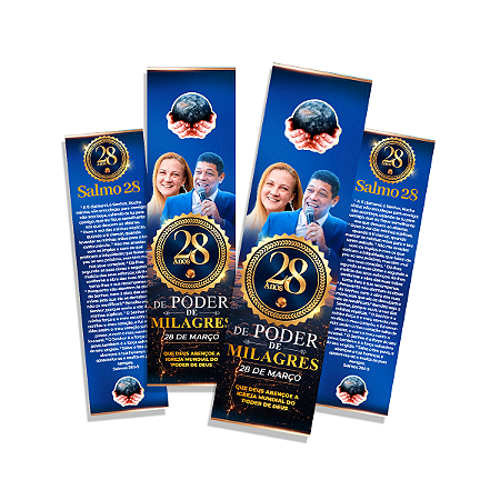 Marca Página Igreja Mundial 28 Anos | Salmo 28 Papel Cartão 250g com Verniz