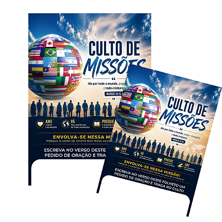 Folheto Panfleto Evangelístico Culto de Missões - 10x14cm