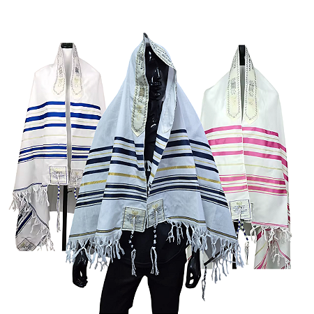 Talit Estola Judaico grande 180x110 cm importado + Bolsa de Transporte