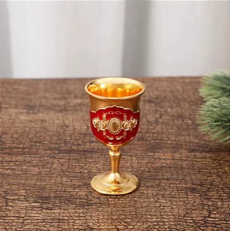 Taça Cálice Metal Vermelho 30ml importado Vintage