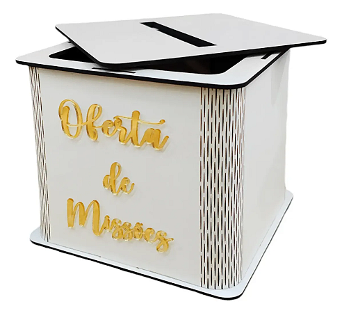 Gazofilacio Oferta De Missões Dourado Branco