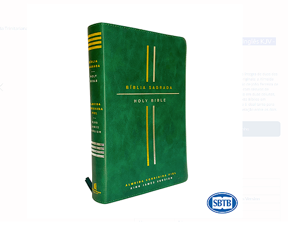 Bíblia Bilíngue em Português ACF & Inglês KJV - Luxo Verde- cód. 7131