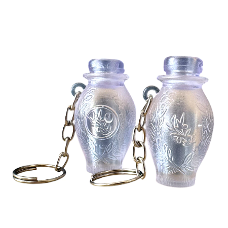 Chaveiro Botija Porta Óleo TRANSPARENTE - Ideal para campanhas evangélicas