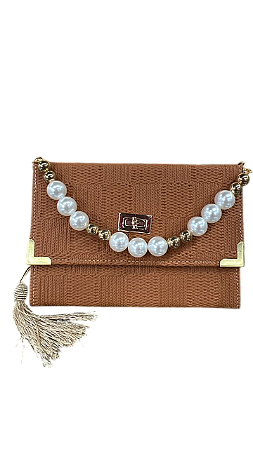 Bíblia Bolsa da Mulher Premium ARC Marrom - Alça Em Pérolas