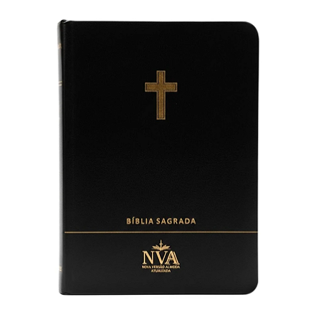 Bíblia Slim | Letra Normal | NVA | Capa Premium Luxo Cruz Preta