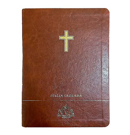 Bíblia Slim | Letra Normal | NVA | Capa Premium Luxo Cruz Marrom