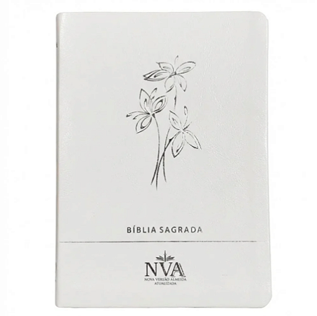 Bíblia Slim | Letra Normal | NVA | Capa Premium Ramo de Flores Branco