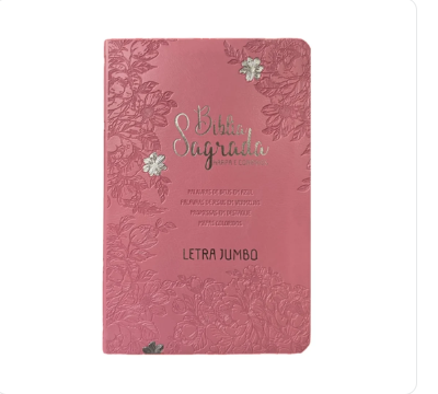 Bíblia Sagrada Letra Jumbo | ARC | Harpa Avivada e Corinhos | Capa PU Luxo Jardim Rosa