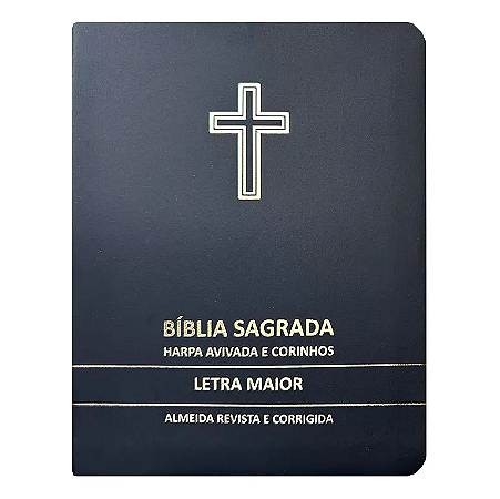 Bíblia Sagrada Cruz Preta Média | ARC | Letra Maior | Harpa Avivada e Corinhos | Capa Premium Luxo