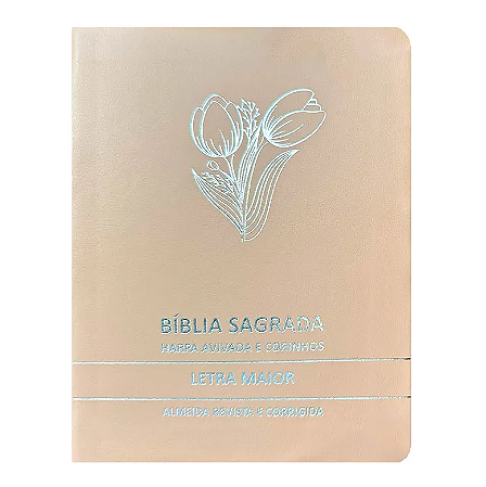 Bíblia Sagrada Tulipa Rosê Média | ARC | Letra Maior | Harpa Avivada e Corinhos | Capa Premium Luxo