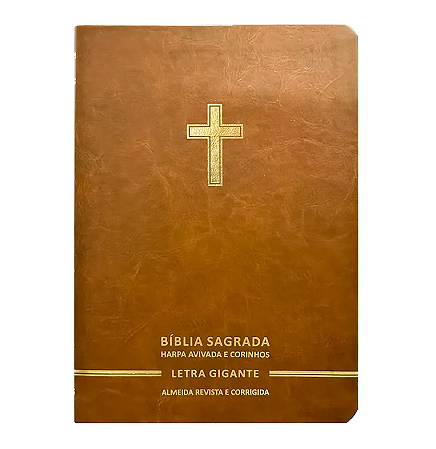 Bíblia Sagrada | Letra Gigante | ARC | Harpa Avivada e Corinhos | Capa Premium Luxo Cruz Marrom
