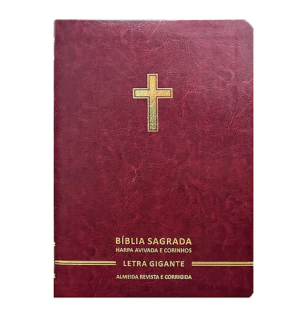 Bíblia Sagrada | Letra Gigante | ARC | Harpa Avivada e Corinhos | Capa Premium Luxo Cruz Bordô