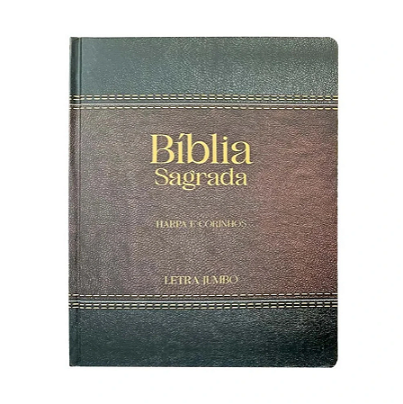 Bíblia Sagrada com Harpa Avivada Letra Jumbo Capa Dura Preta e Marrom 01