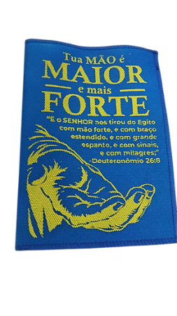 Saquitel de TNT Mão Forte de Deus - Azul com Estampa Dourada