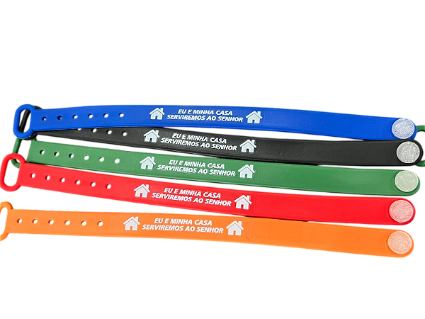 Pulseira Emborrachada Para Evangelização EU E MINHA CASA SERVIREMOS AO SENHOR