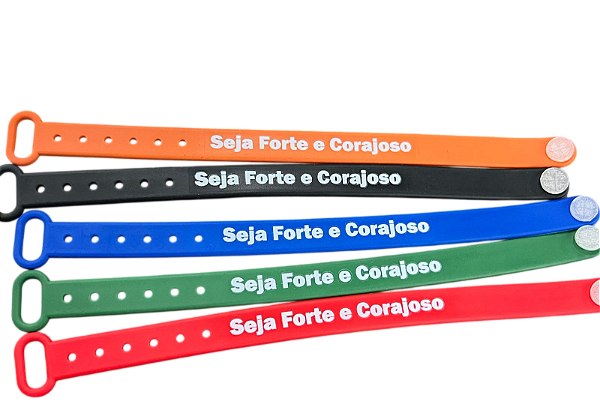Pulseira Emborrachada Para Evangelização SEJA FORTE E CORAJOSO