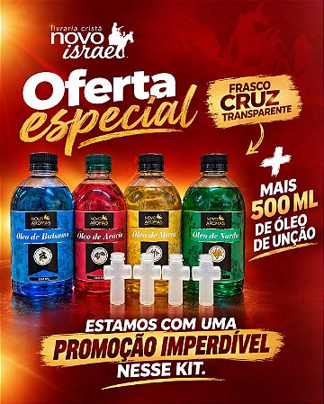 Óleo de Unção 500ml + Frasco Cruz transparente